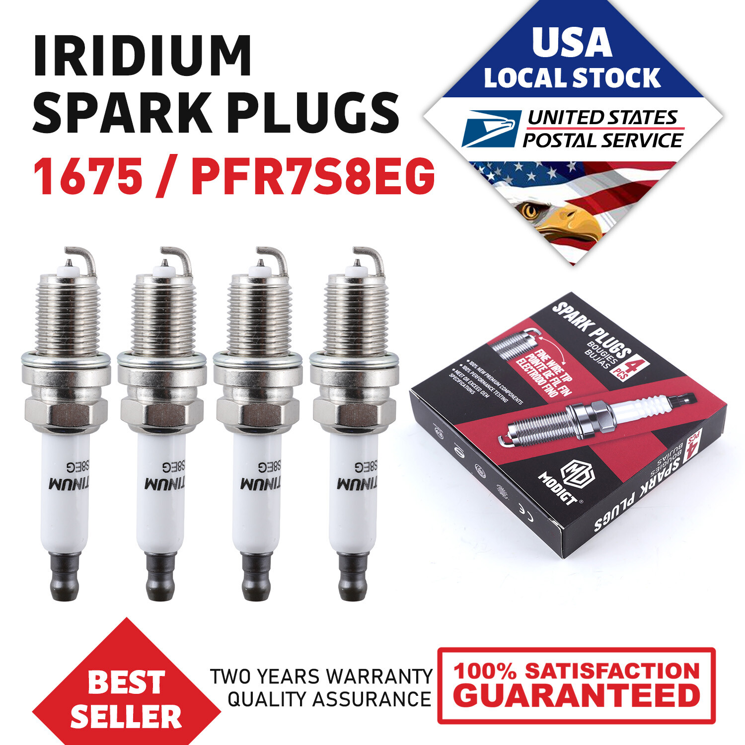 4Pcs Fit NGK Double Platinum OEM Quality Spark Plugs PFR7S8EG/1675 For VW Audi