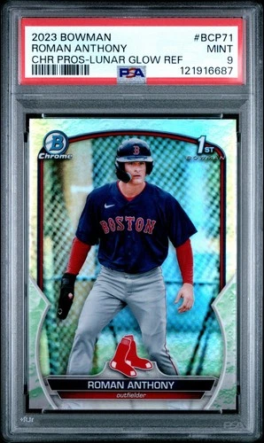 2025 Bowman Chrome Roman Anthony Lunar Glow Refractor #BCP71 PSA 9 MINT 1st