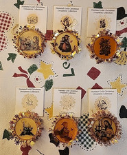 Vtg Lot of 6 The Hummel Gold Christmas Ornament Collection Filigree Boxed