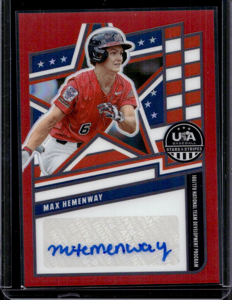 Max Hemenway 2026 Panini Stars & Stripes Prizm USA Baseball #NTS-MH Auto Red /99