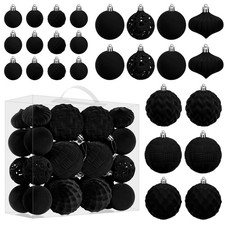 Velvet Christmas Ball Ornaments Set - 46pcs Shatterproof Plastic Flocked Chri...