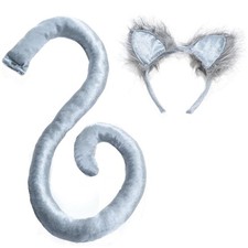 Grey Cat Tail  Ears Adult Costume Set