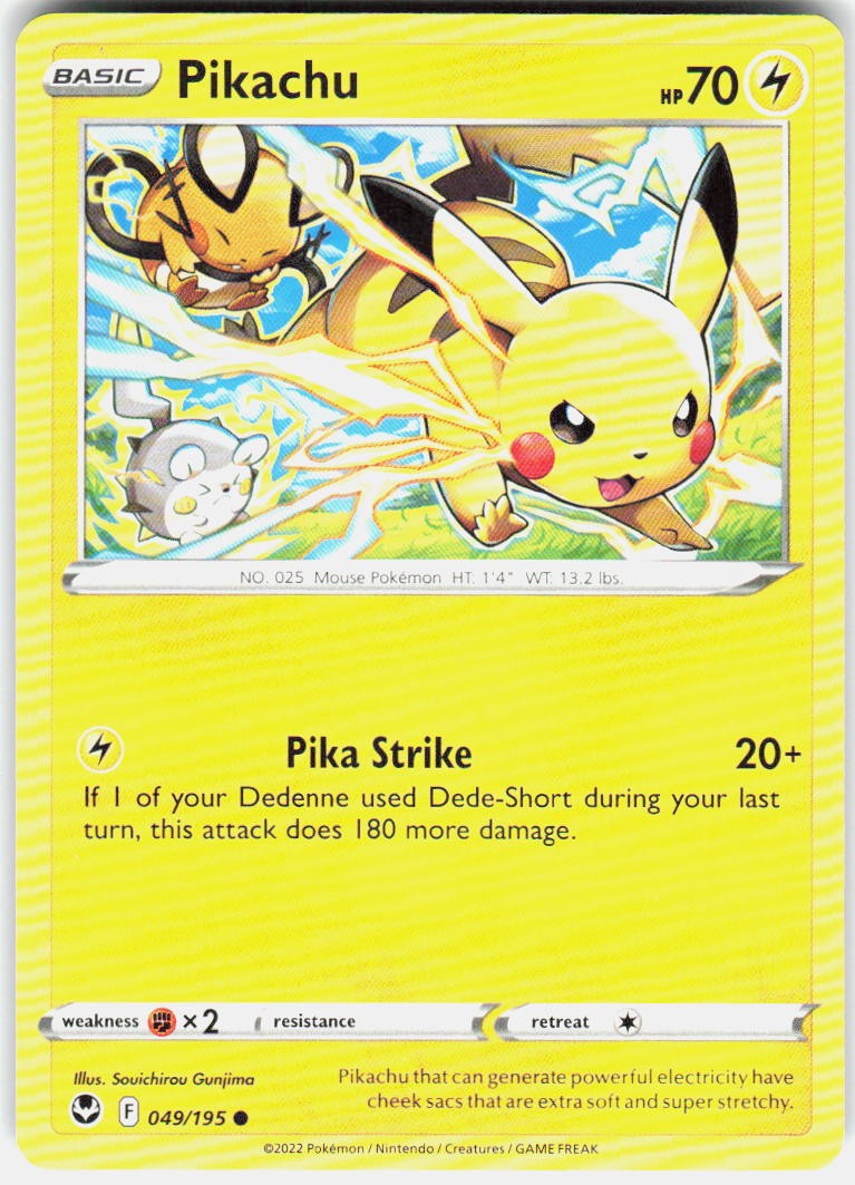 Pikachu 049/195 SWSH12: Silver Tempest Pokemon
