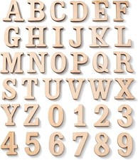 124 Pc Unfinished Wood Alphabet Letters Numbers 1.6" DIY Craft Scrapbook