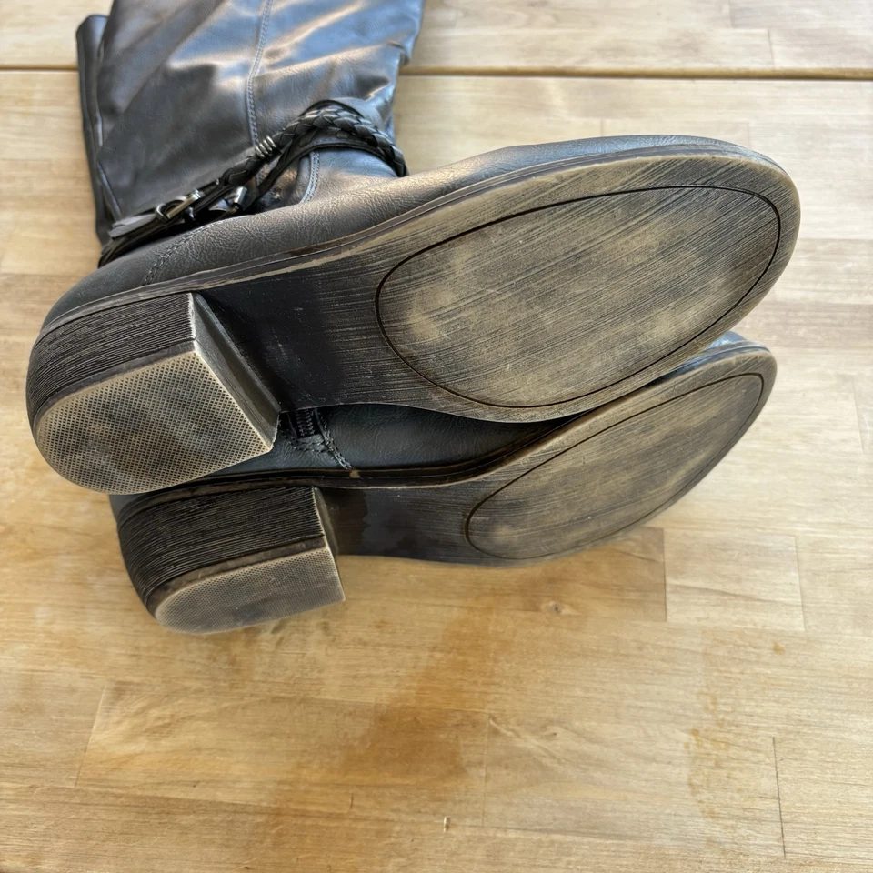 Zapatos Rampage Tamrah para mujer Botas de motociclista Color Gris 9,5 M Ancho Pantorrilla Foto 3 de 4