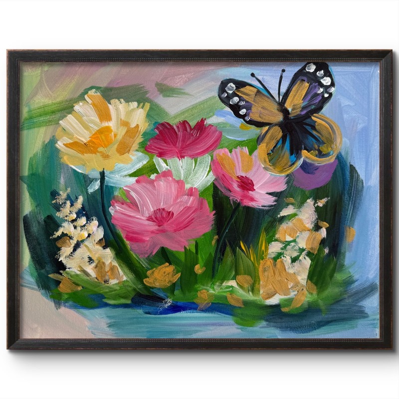 BUTTERFLY MONARCH SEASON 14X11 IMPRESSIONISM ORIGINAL MODERN FINE ART
