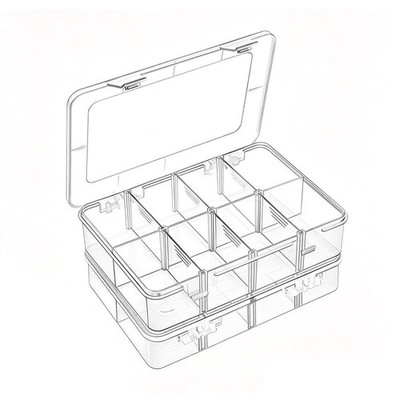 2 Pack 8 Grids Bead Organizers and Storage, Plastic Organizer Box with Remova...