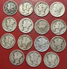 Lot of (15) Mercury Dimes. Mixed Dates, Mint Marks, Conditions