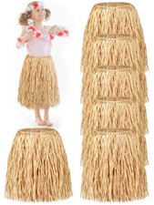 Liliful Mini Raffia Skirt Hula Skirt Hawaiian Grass for Halloween Luau Party 6 P