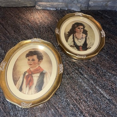 Vintage 'Chiko' Paintings Framed Wall Decor by Anne Allabe Gypsy Boy & Girl Set