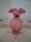 Fenton Satin 6" Melon Double Ruffle Flower Vase