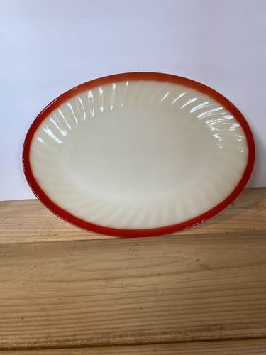 Anchor Hocking Fire King Sunrise Swirl Oval Platter 12" Long vintage