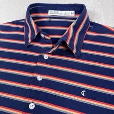 Criquet Polo Shirt Mens Large Slim Fit Multicolor Striped Short Sleeve Preppy
