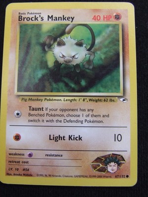 Pokemon Karte Brock's Mankey Atsuko Nishida 67/132 2000 [A.I Poke Grade 8]