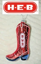 H-E-B Red Cowboy Boot 2025 Ornament Texas Brand Shop TikTok Viral Christmas HEB