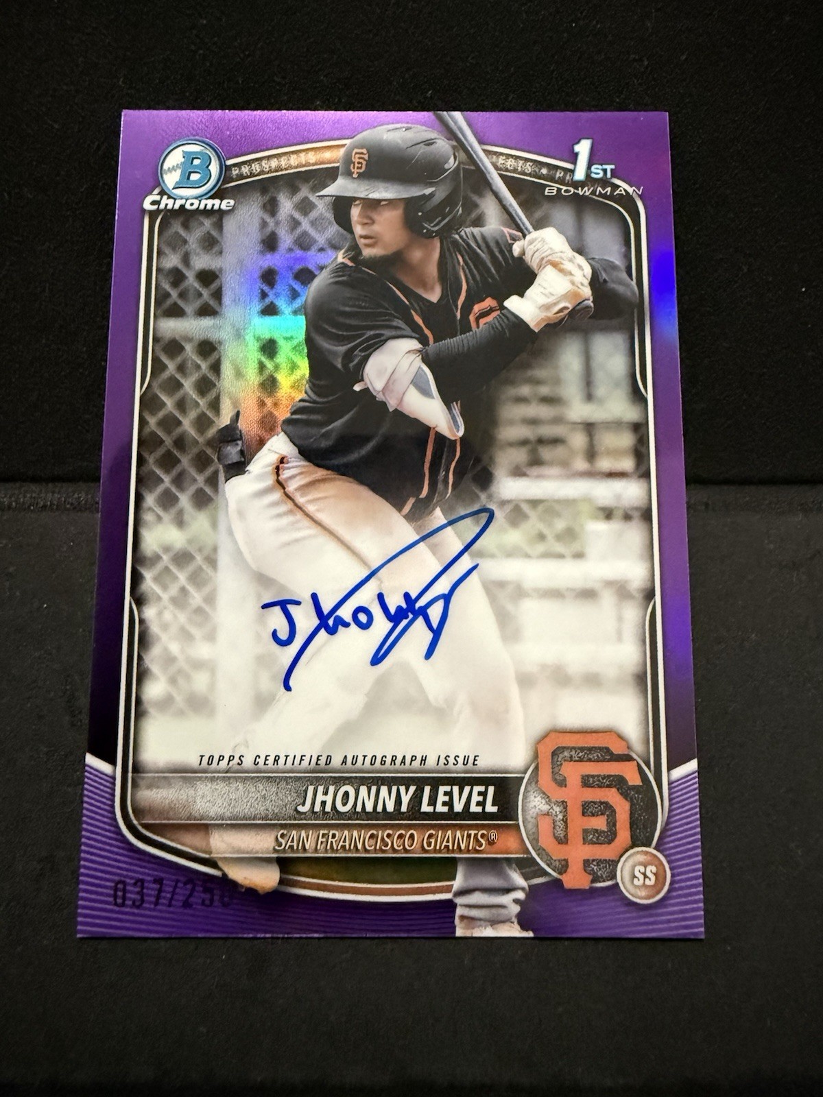 Jhonny Level 2025 1st Bowman Chrome AUTO PURPLE REFRACTOR /250