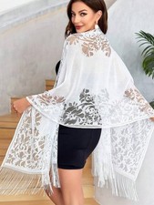 White Elegant Lace Shawl For Women Evening Dress Accessory