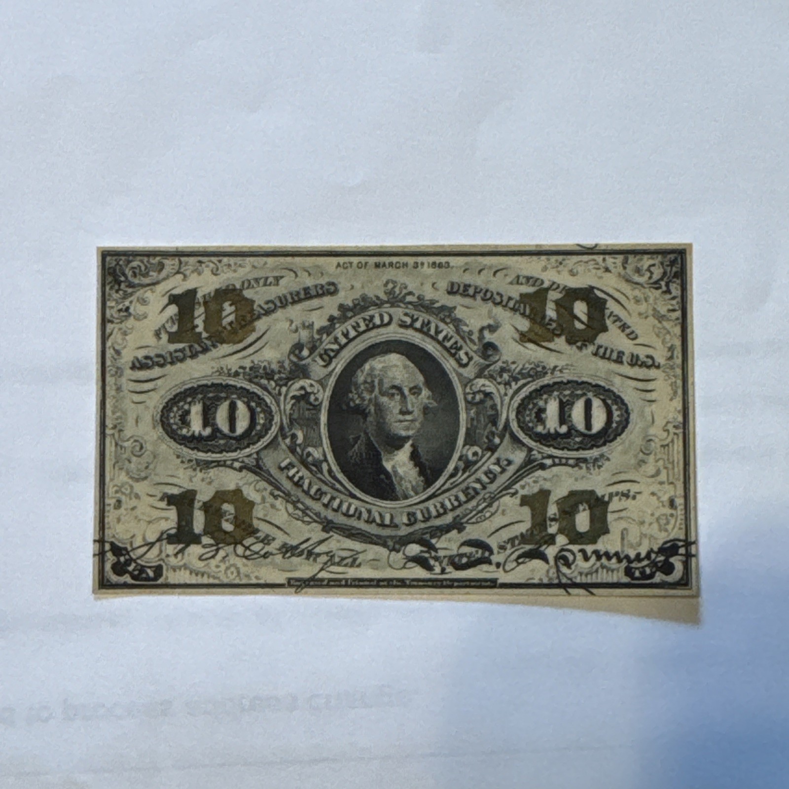 Uncirculated 1863 10C Scarce Fractional Currency  3rd Issue (A) Friedberg #1255