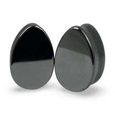 Hematite Stone Teardrop Plugs (STN-648) set ear gauges PICK SIZE