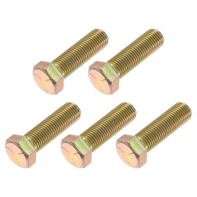 Hex Bolts (7/16-20x1-1/2'') 5 Pcs, Zinc Plated Fully Threaded, Yellow Green