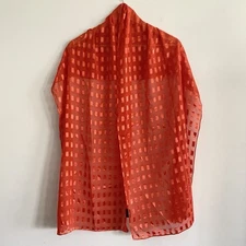 VTG Cejon Orange Rectangular Scarf Geometric Shimmer Rectangles Preppy Wrap