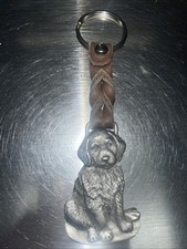Golden Retriever Pewter Keychain With Leather Loop