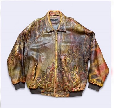 Pelle Pelle P Logo All Over Multicolor Faded Leather Jacket (50)