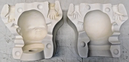 Vintage Bell 2080 Ceramic Slip Mold Large Bye-Lo Doll Head and Hands #33