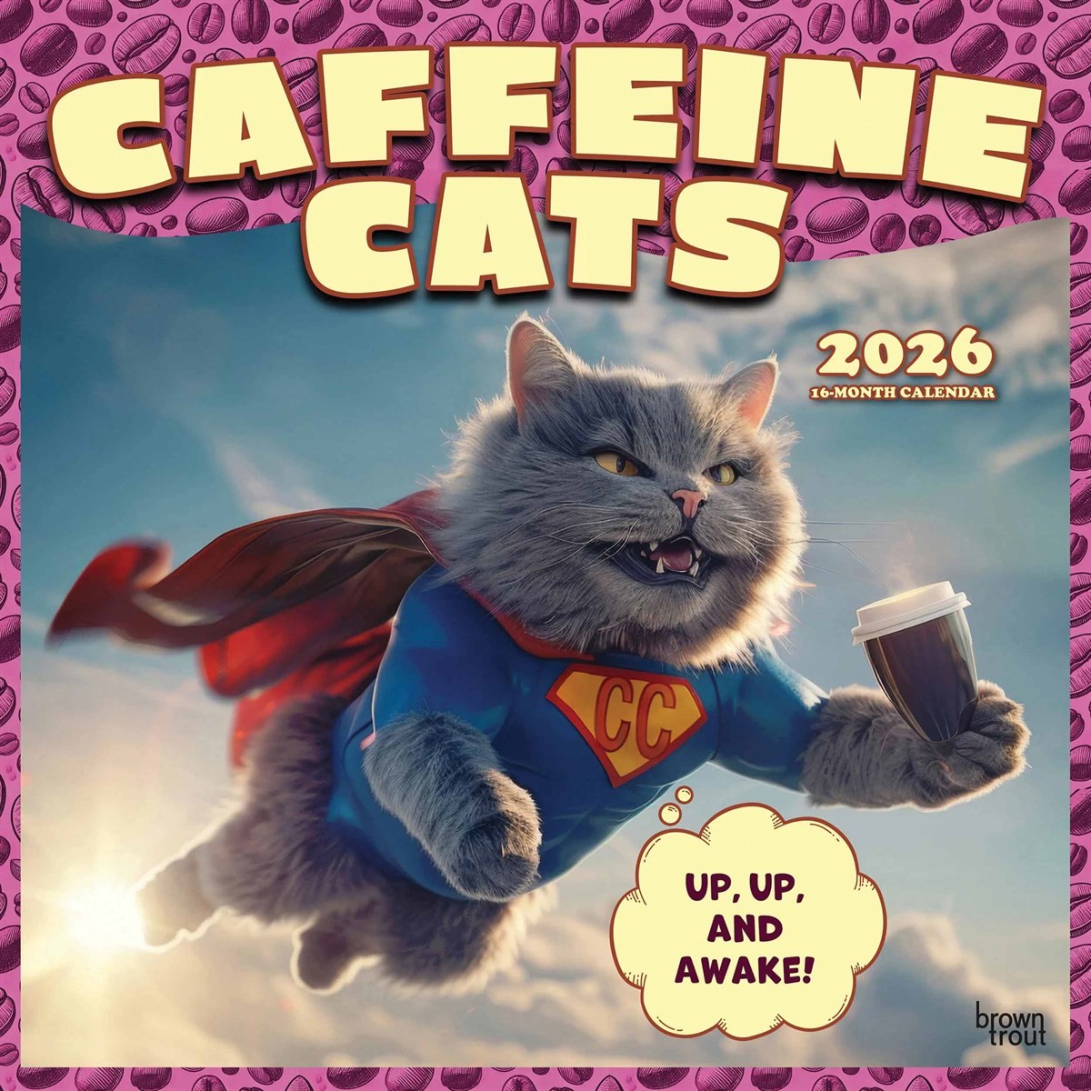 Caffeine Cats Calendar 2026, Wall Calendars, Month To View, Cats, Gift