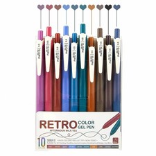 10Pcs Pens Colored, 0.5mm Retractable Quick Dry Fine Point Pens, Smooth Writi...