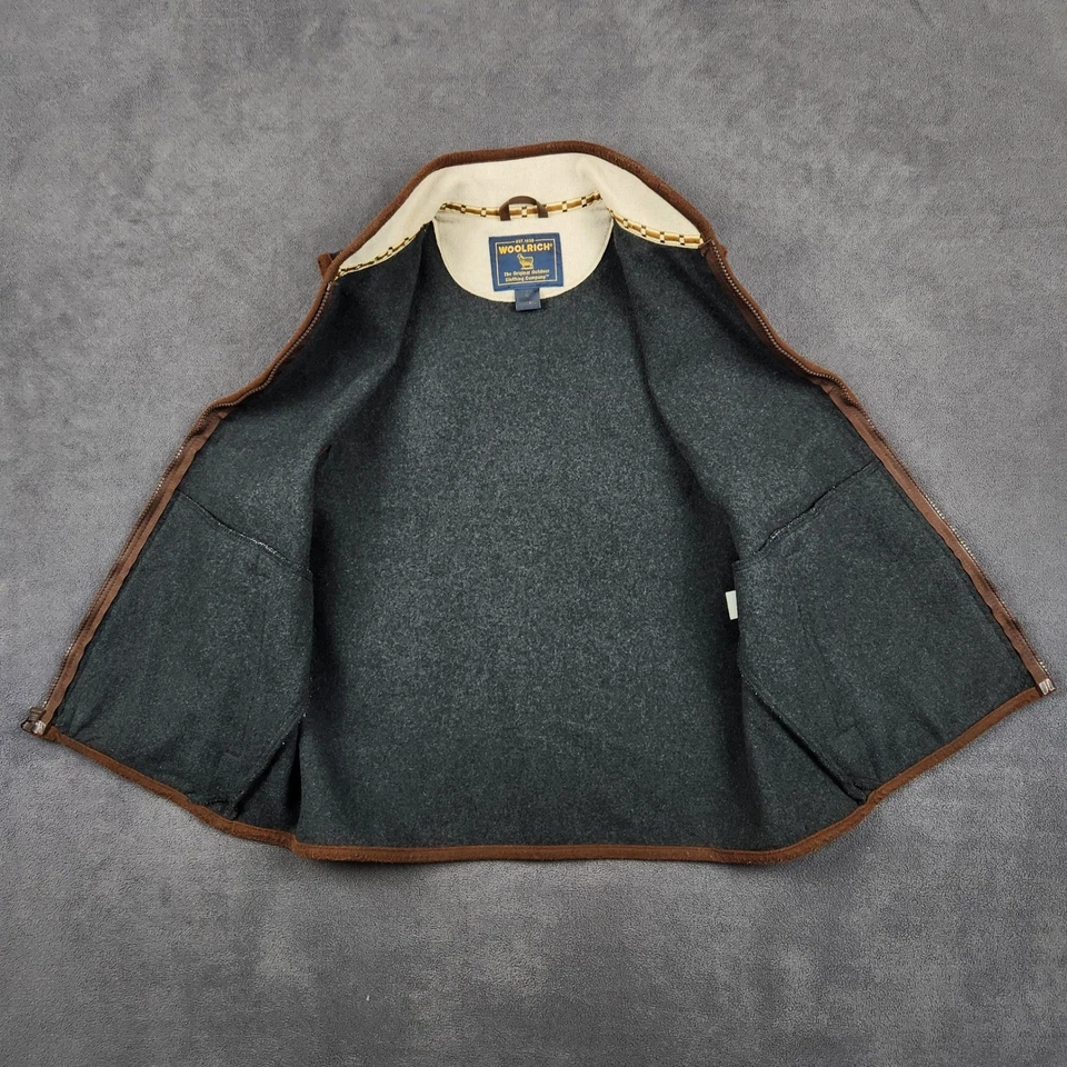 Chaleco Woolrich Mujer Gris Medio 100% Lana Cremallera Completa Bolsillos Exterior Ligero Foto 3 de 4