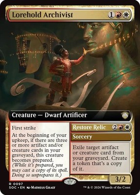 MTG Lorehold Archivist // Restore Relic Extended Art - Secrets of Strixhaven