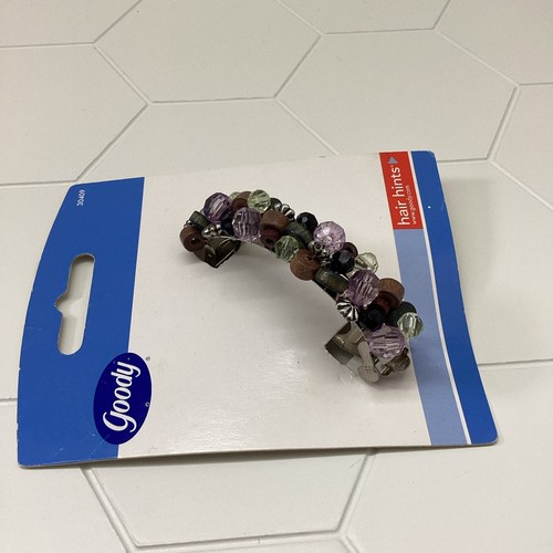 2005 Goody Hair Hints Barrette Beaded Clip Lavender Green Silver 2.5" Vtg NOS - Picture 5 of 11