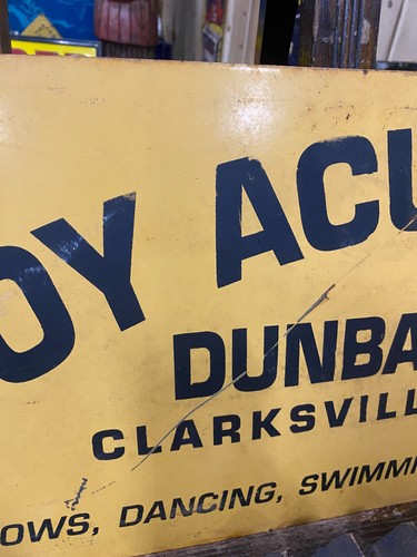Letrero vintage de metal Roy Acuff's Dunbar Cave Tennessee 25" x 13" COLA GAS OIL - Imagen 3 de 9