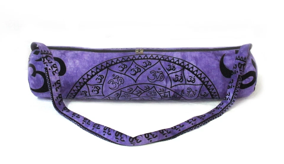 Purple Chakra Yoga Mat Carrier Bag Hippie Mandala Cotton Bag With Shoulder Strap - Image 3 of 4