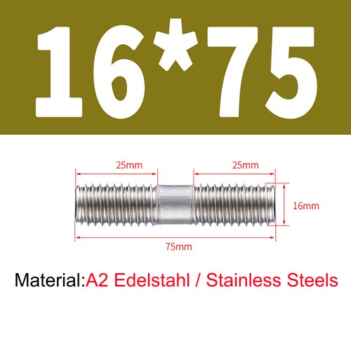 M16X3-250 Double End Threaded Studs Bar Rod Bolts Screws Stainless Steel A2 304 - Picture 11 of 26