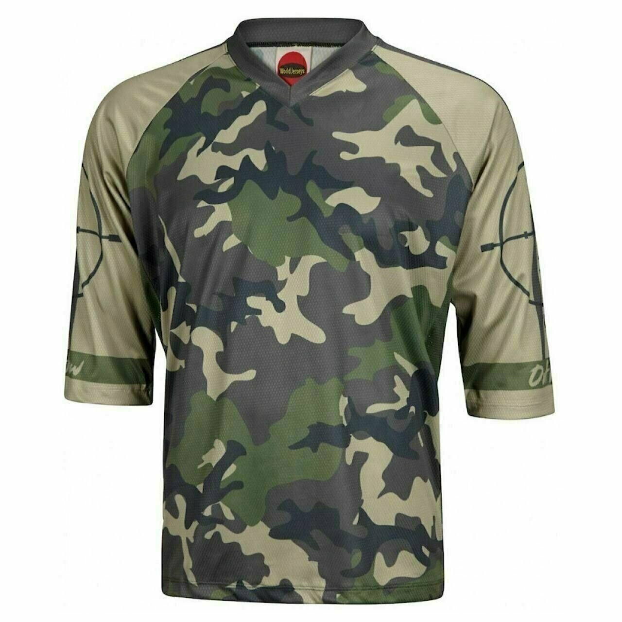 Outlaw Green Camo Men's Mountain Bike MTB Jersey 3/4 length 