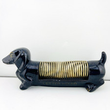 Dachshund Dog Letter Hound Holder Desk Accessory 9" MCM Pottery Brown Ceramic