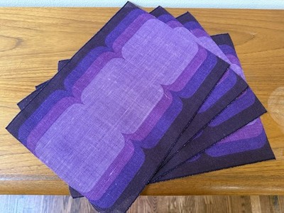 Vintage Mid Century Modern Woven Linen Placemats Set Of 4 Purple