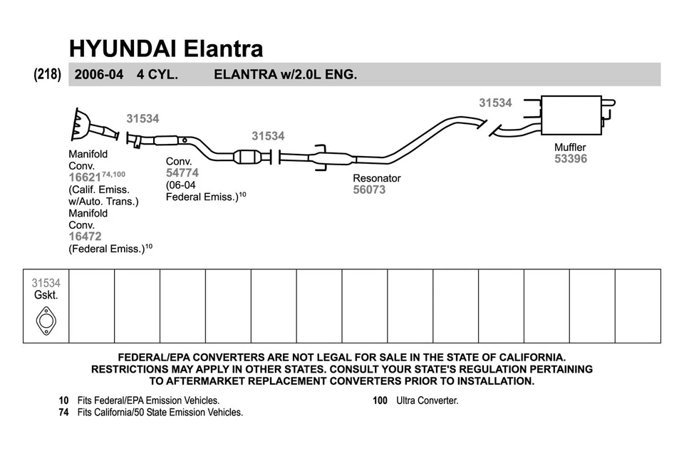 For Hyundai Elantra 01-06 Exhaust Muffler and Pipe Assembly Quiet-Flow Stainless Foto 3 de 4