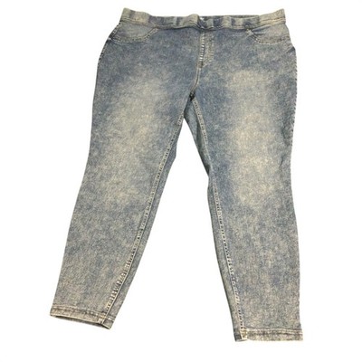 Terra & Sky Women's Plus Size Denim Jeggings Pull On Acid Wash 3X (24W-26W)