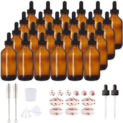 24-Pack 4oz Amber Glass Bottles for Oils & Chemicals