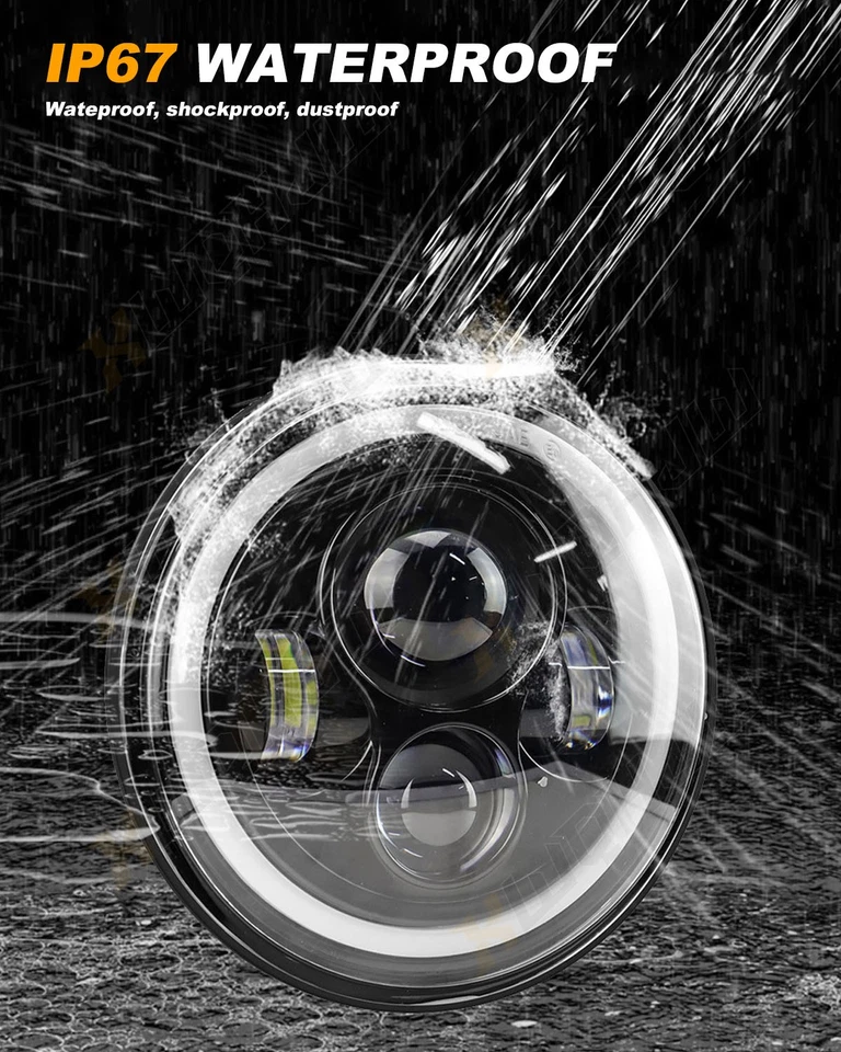 Nuevo ajuste para Dodge B100 B200 B300 1971-1978 furgoneta par 7" faros LED redondos halo Foto 3 de 4