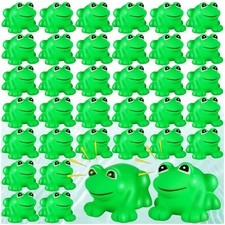 MGZTTHW 18 pcs Rubber Frogs for Kids, Cute Floating Squeaky Frog Bath Toy Min...