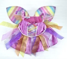 Build a Bear Fairy Dress with Wings Satin Rainbow Sheer Ribbons BAB Teddy Outfit