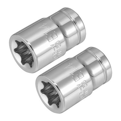 2Pcs 3/8-Zoll Laufwerk E14 Torx Flach Steckdose Cr-V Stahl