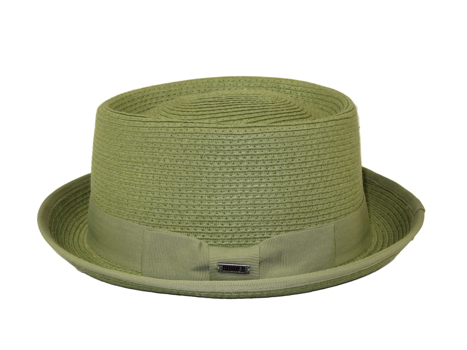 Mens Broner Summer Hat Woven Straw Style Porkpie STAND UP 88-8600 Olive 12090₽