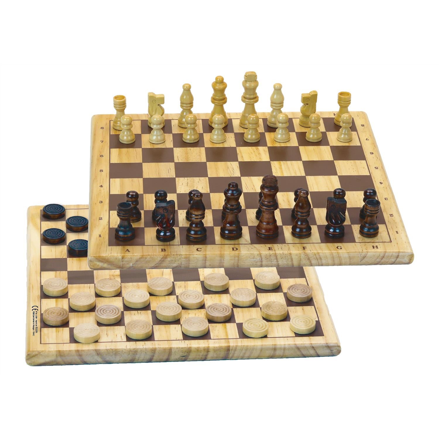 Jeux de Dames et d'Echecs en bois Jeujura coffret artisanal 34cm