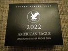 2022-W American Eagle One Ounce Silver Proof Dollar with Box and COA