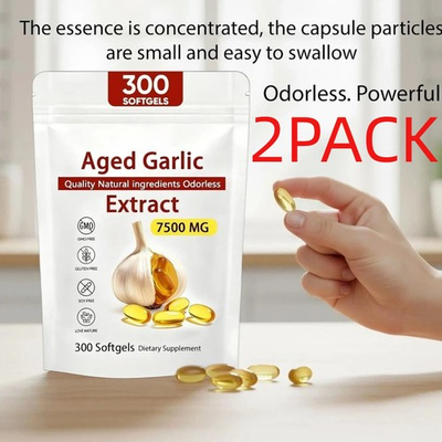 #ad 2PACK Elare Aged Garlic Extract 300 Softgels 7500mg Odorless Heart amp; Immune $12.48